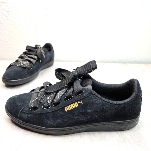 Puma Sneakers Sz 10 Black Suede Streetwear Normcore Lace Up Comfort Skate Shoes - Picture 1 of 10